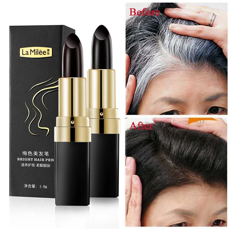 

One-Time Hair Dye Instant Gray Root Coverage Hair Color Modify Cream Stick Temporary Cover Up White Hair Colour Dye 3.8g