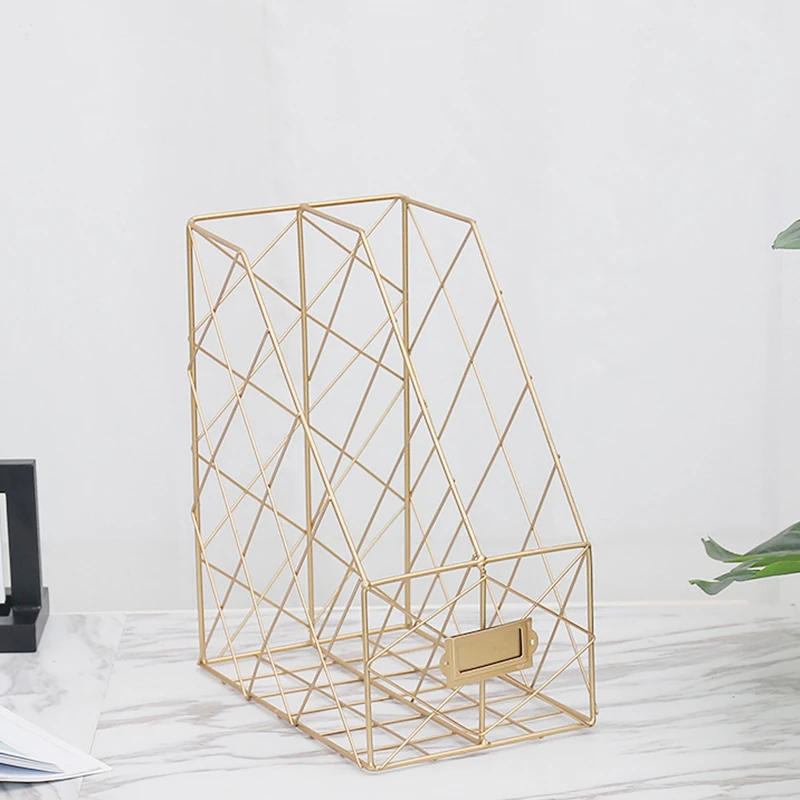 

Iron Shelf Basket Magazine File Stand Holder Office Storage Desk Organizer New .