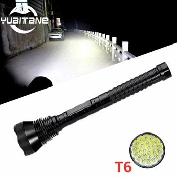 

Newest Super Bright 7200 Lumen 5 Mode 28* T6 LED Flashlight Strong Torch Flash Light lamp torche with 4*26650 battery