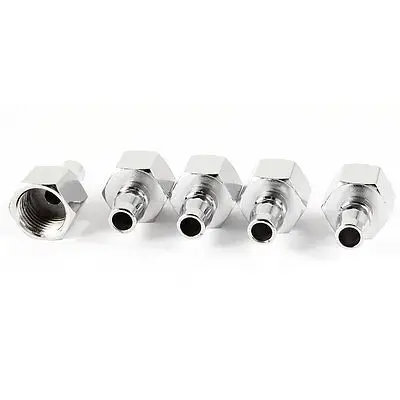 

5 x Silver Tone 1/2 PT Female Thread to 10mm Hose Barb Straight Coupler Fittings
