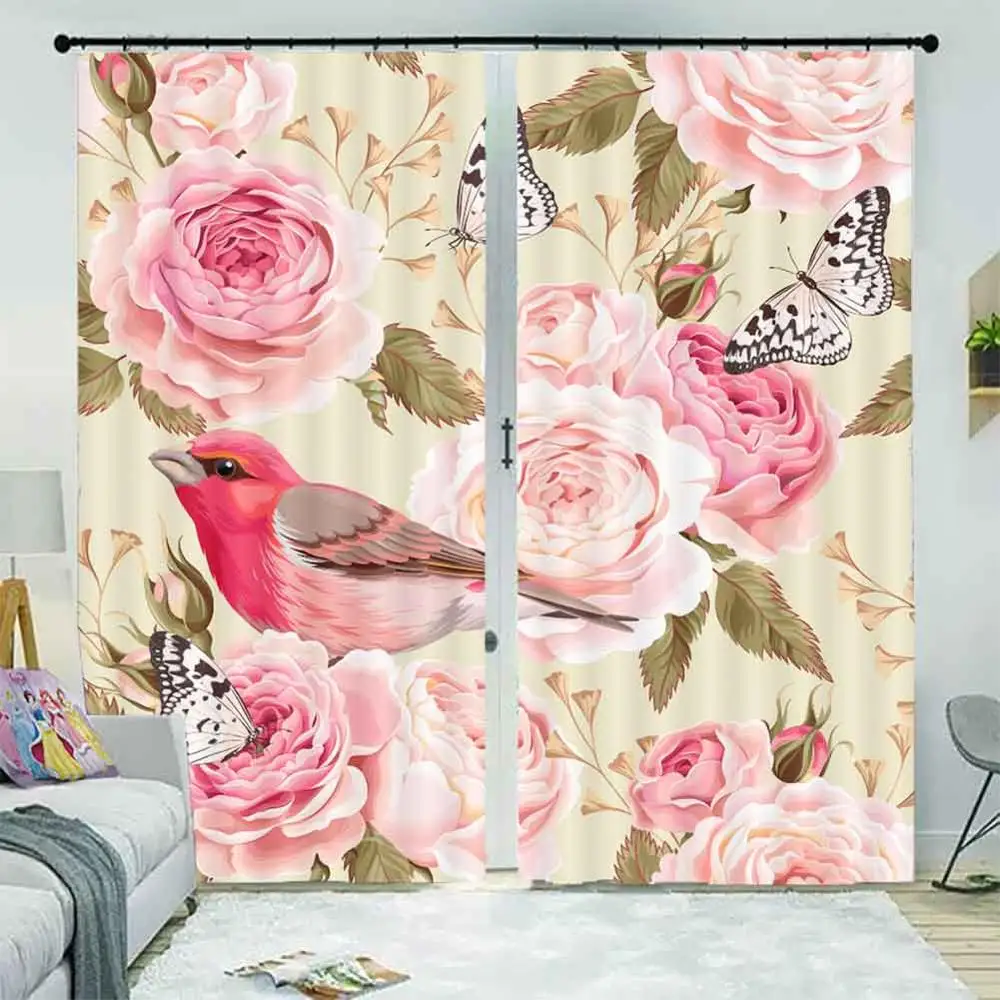 Оконные Занавески s 3D занавески Печать Блокировка Европейский цветок фото для