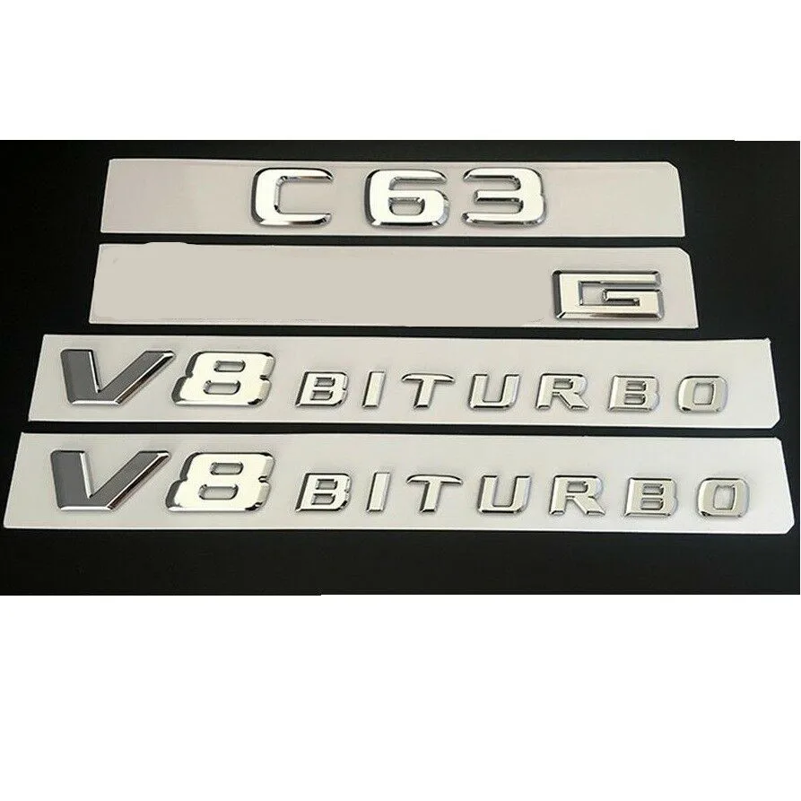 Хром C63 для A M G V8 BITURBO Багажник крыло значки-эмблемы W205 - Цвет: SILVER