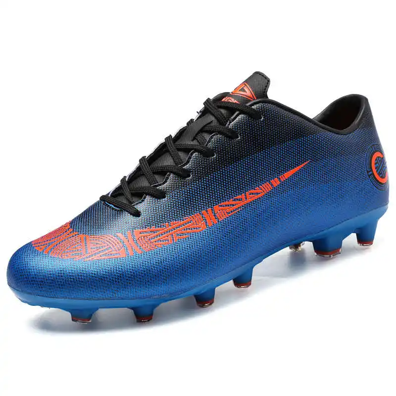 blue long spik Футбольные бутсы Крытый газон Futsal кроссовки TF& Длинные шипы Мужская обувь футбольные бутсы оригинальные футбольные спортивные ботинки для женщин и мужчин - Цвет: blue long spik