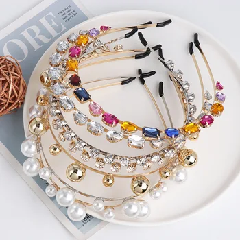 

Crystal Imitation Pearl Hair Band New Girls Fashion Hair Accessories Women Headband Wedding Party Bridal Hair Hoop Jewelry Gifts