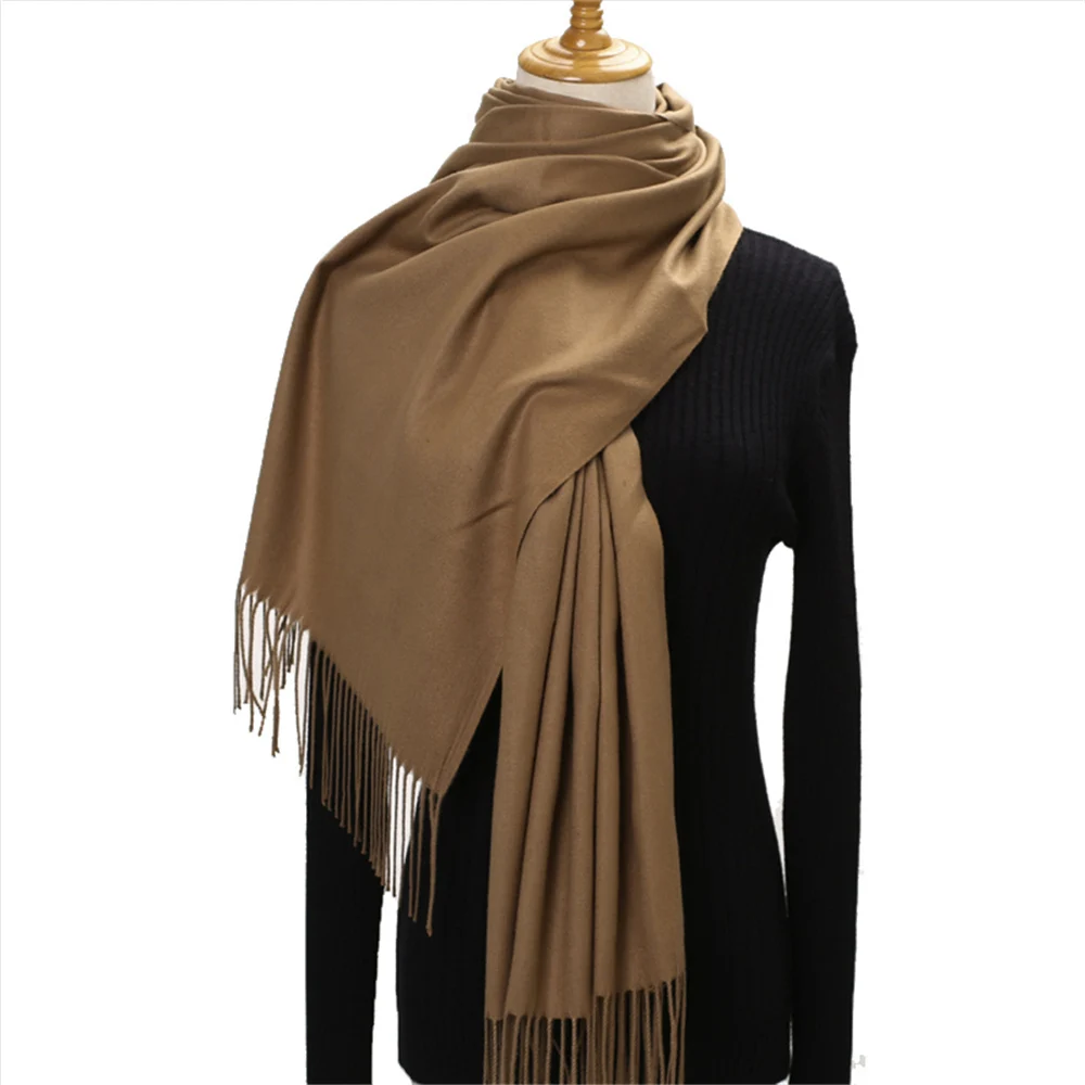 Dark Camel Шарф, кашемировый, зимний, для женщин, Одноцветный, легкий,, женский шарф, мягкий и стильный, 70*200 см, 1 шт - Цвет: Dark Camel