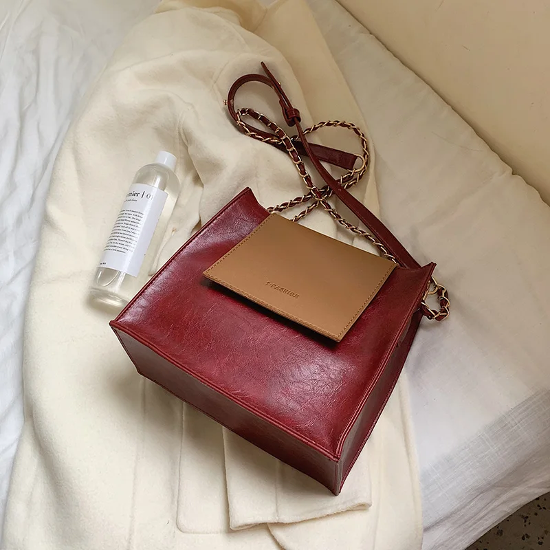 Burgundy Европейский стиль, модная женская большая сумка, новая качественная женская дизайнерская сумка из искусственной кожи, сумка через плечо - Цвет: Burgundy