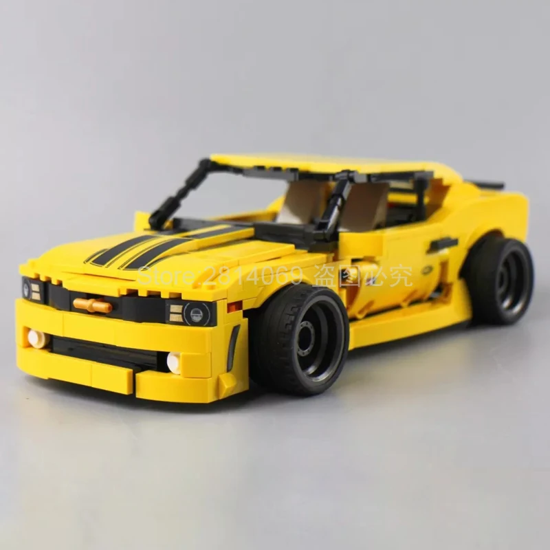 701504 MOC Technic серия желтая Классическая мышечная скоростная Гоночная машина строительные блоки кирпичи детские игрушки Рождественский подарок