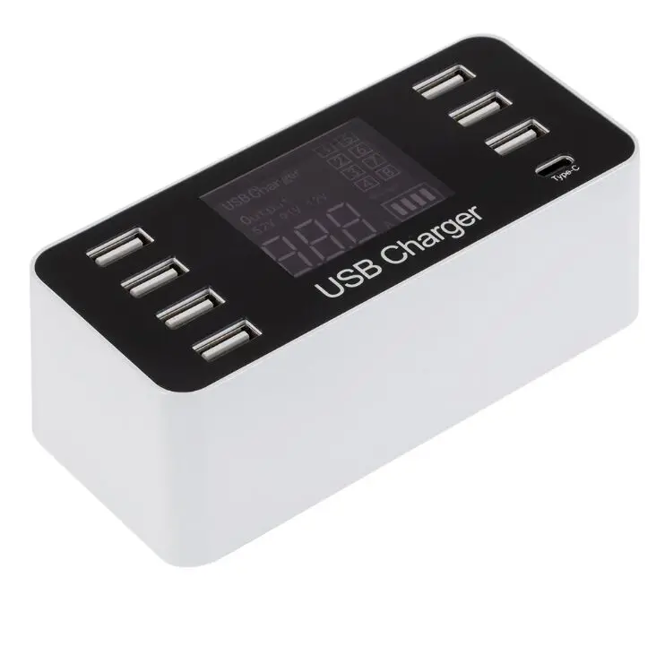 8 портов USB зарядное устройство концентратор тип-c Зарядка Светодиодный дисплей мульти usb зарядная станция мобильный телефон Настольный настенный дом