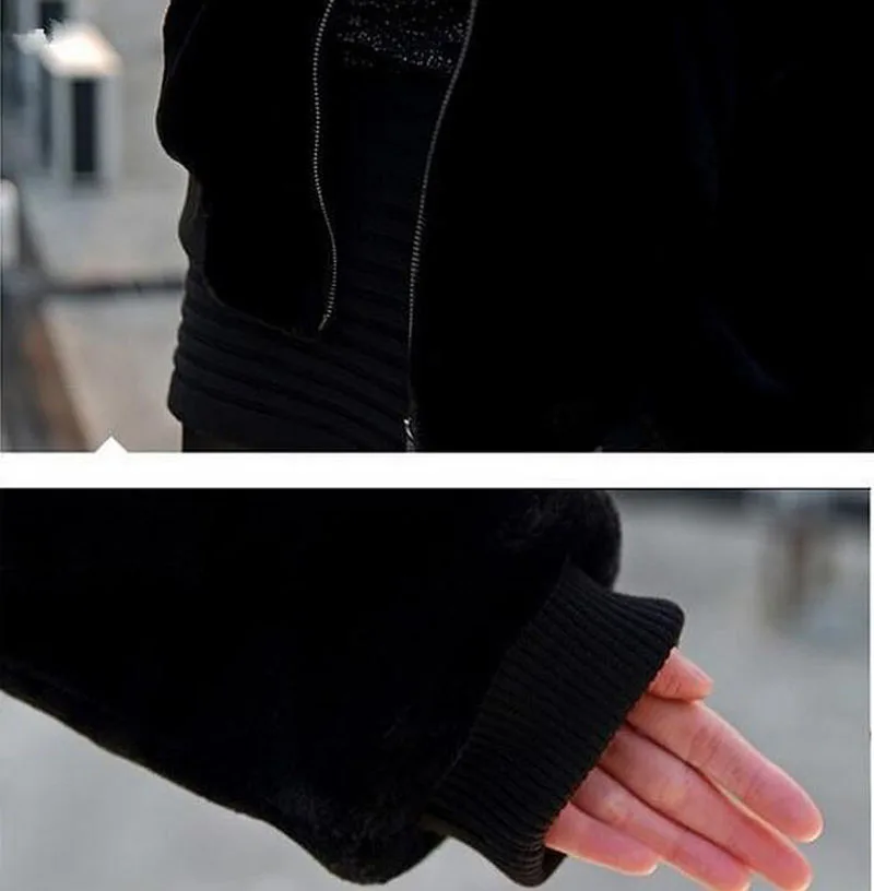 Новые осенне-зимние женские пальто из искусственного меха женский свободный пуловер с капюшоном черные кожаные куртки на молнии женские имитация норки пальто D627
