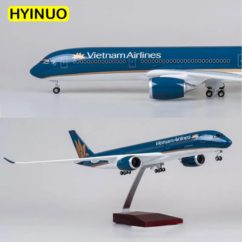 47CM 1/142 Scale Airplane Airbus A350 Dreamliner Airlines Vietnam Aircraft Model With LED Light and Wheels Diecast Plastic Plane