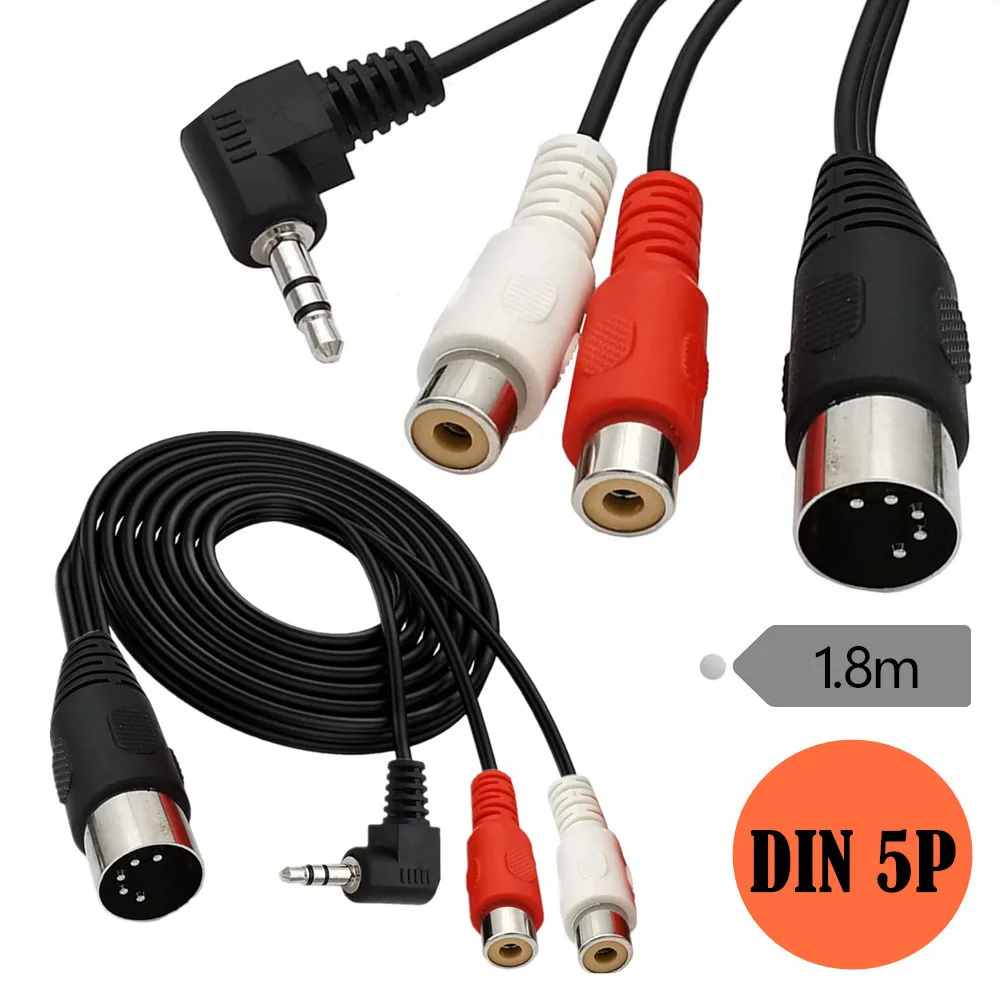 Аудиокабель MIDI DIN 5P 5PIN папа-2 RCA Мама + 3 5 мм 90 градусов прямой угол папа 1 8 м 6 футов |
