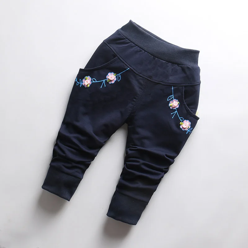 navy blue IENENS/От 0 до 2 лет, Модные Узкие прямые брюки для девочек милые повседневные длинные штаны для маленьких девочек Хлопковые Штаны для маленьких детей - Цвет: navy blue