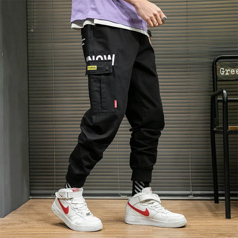 Pantalones Cargo de gran tamaño hombre, Pantalón moderno con bolsillos grandes, estilo Hip Hop, negro, para Otoño Invierno|Pantalones informales| - AliExpress