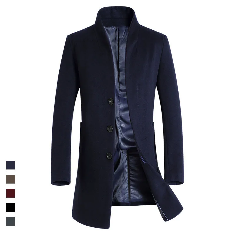 navy blue Осень/зима мужской s воротник Edud пальто Сексуальная мужская одежда Формальное зимнее пальто для Мужская шерстяная куртка мужская повседневная куртка куртки мужские - Цвет: navy blue