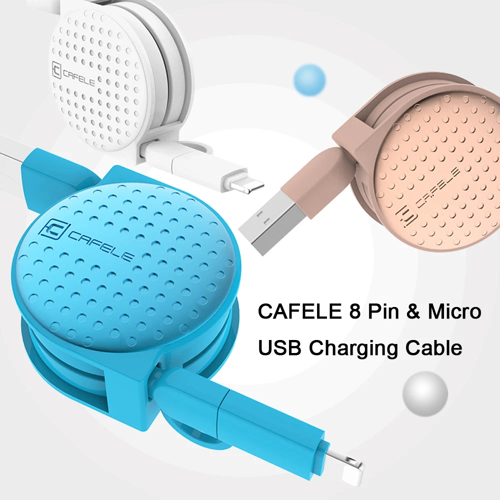 CAFELE 1M Творческий круглая крышка выдвижной 8 Pin Micro USB кабель для быстрой зарядки и передачи данных