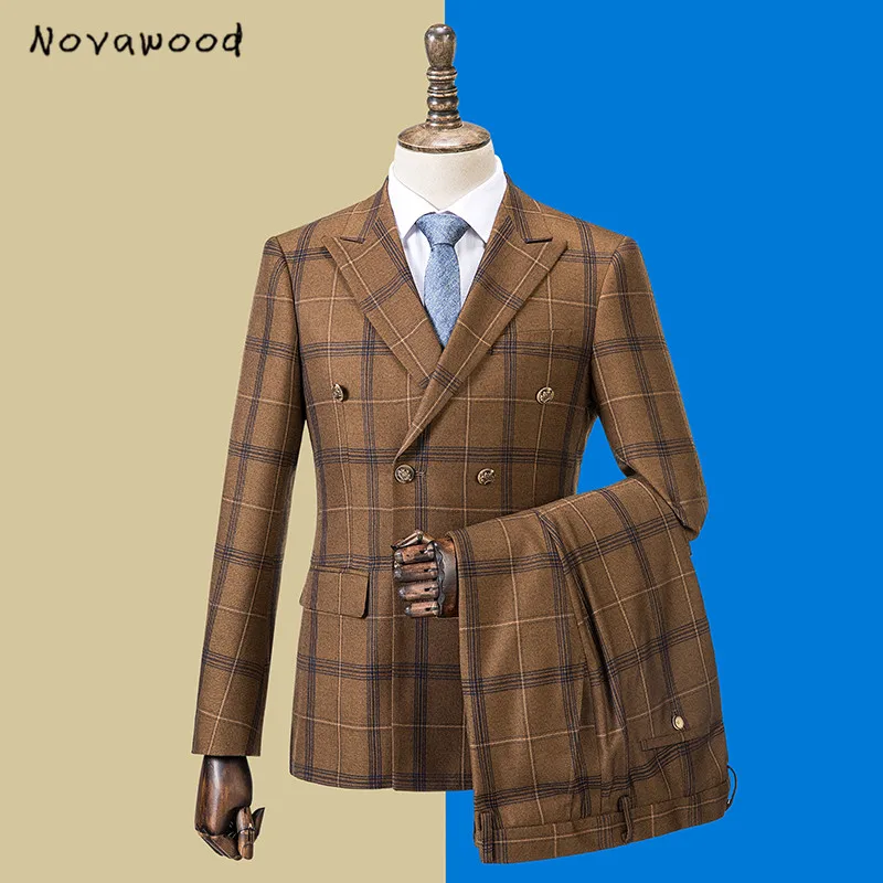 Дизайн, мужские костюмы с брюками, два предмета, приталенные классические мужские костюмы, блейзеры, настоящие пиксели, двубортные мужские костюмы для жениха