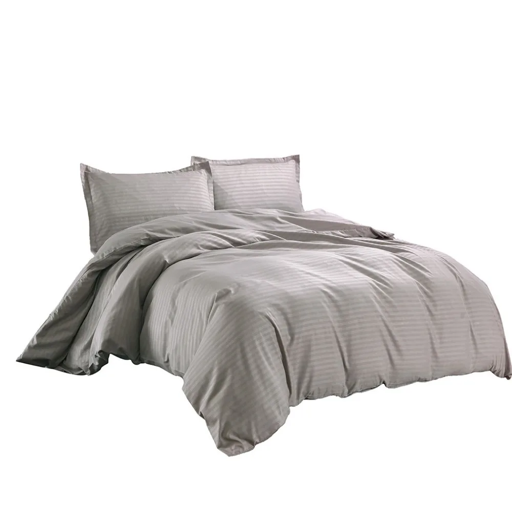 

Quilt Cover Set Polyester Bed Cover Set Hotel Satin Strip Solid Color School Bedding Quilt Cover W726