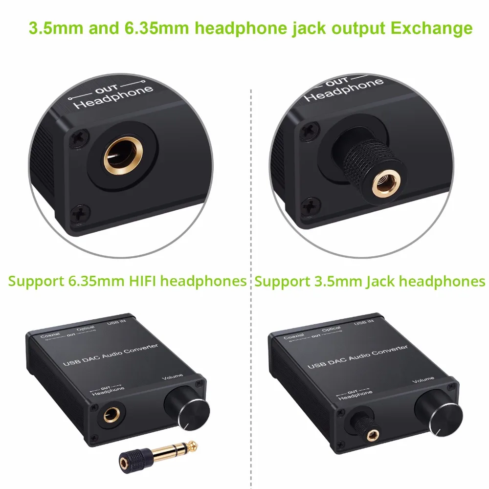 USB DAC аудио конвертер с усилителем для наушников цифровой аналоговый сигнал USB Аудио Звуковая карта USB Коаксиальный S/адаптер PDIF