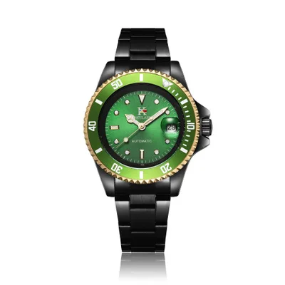 black green Роскошные брендовые механические мужские часы с автоматической датой, мужские Модные Спортивные автоматические часы, мужские армейские военные часы из нержавеющей стали - Цвет: black green
