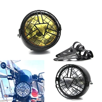 

Universal Motorcycle Head Light Lamp Lampshade Grill Cover Retro Vintage Bracket Mask Mount Headlight for Cafe Racer Bobb