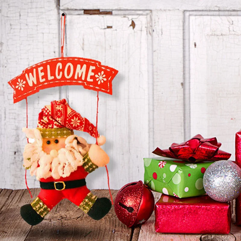 Вечерние платья с рисунком из мультфильма Welwome Merry Christmas орнамент Санта баннер дверь окно висящий Рождественский Декор