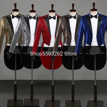 

Sequins Tuxedo Male Top Multicolor Nightclub Men Host Mc Photo Studio Performance Magic Performance Annual Meeting Host