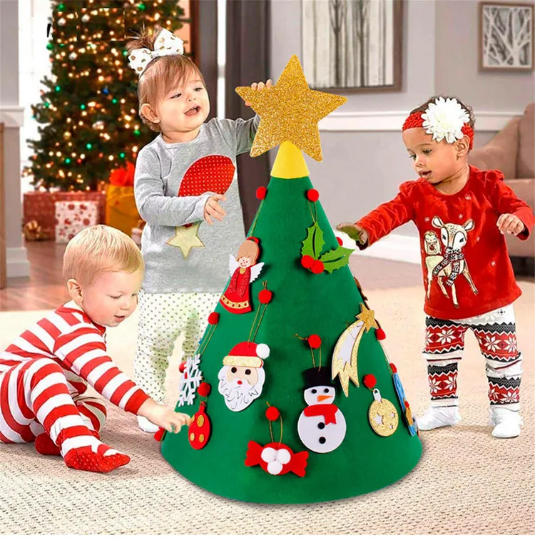 QIFU 3D DIY Felt Christmas Tree Christmas Decor for Home Artificial Christmas Tree Xmas Gifts New Year Navidad Natal