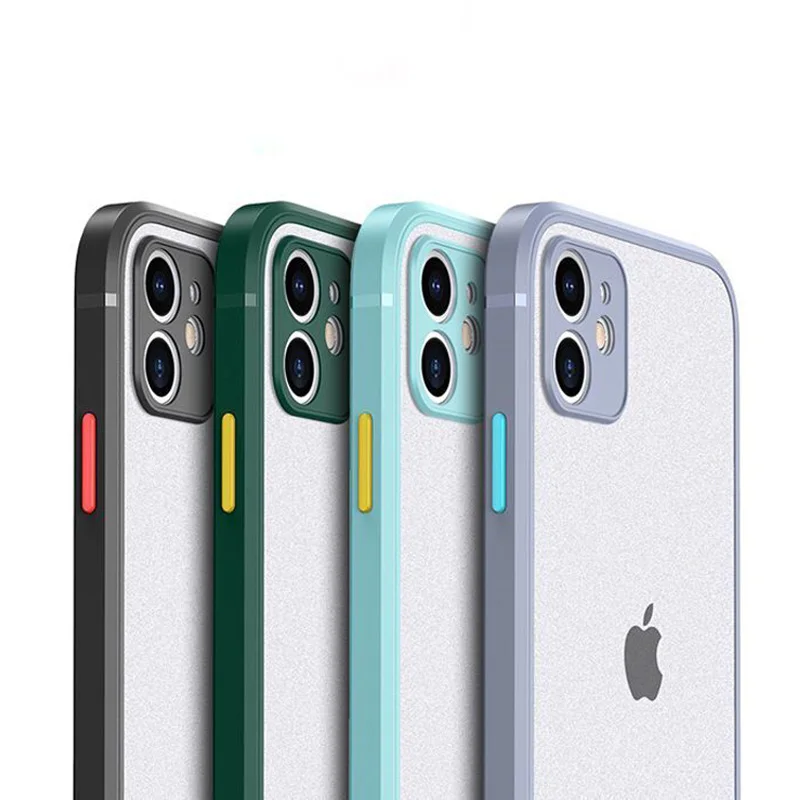 

Straight Frame Phone Case For iPhone 7 8 Plus 11 Pro Max X XR XS Max SE2020 Matte Transparent Shockproof Cover Coque