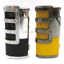 COHIBA металлический тройной Факел Пламени Зажигалка, наполненная Бутаном газ огонь пламя встроенный перфоратор прикуриватель курительный инструмент