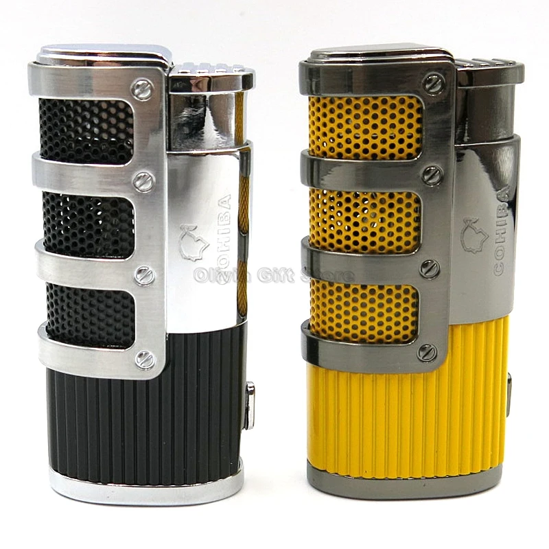 COHIBA металлический тройной фонарь Jet Flame Cigar легче чем газ бутан Fire встроенный