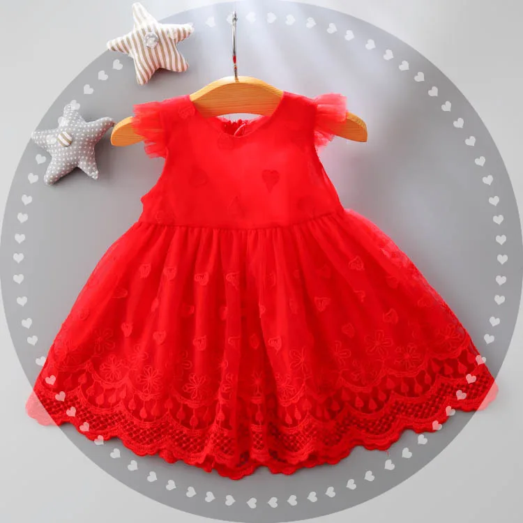 

Summer Dress Princess Dress Female Baby Infant Hundred Days Baptism a Year of Age Dress Girls Childrenswear Lace Mesh Dress