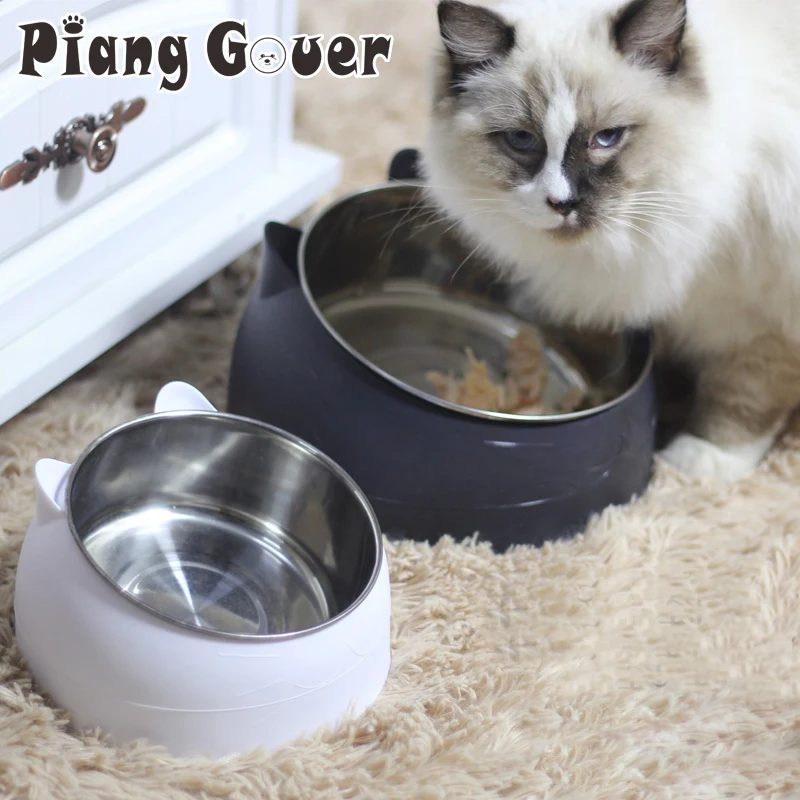 Tilt Stainless Steel Dog Pet Bowl Protection Cervical Oblique Bowls With Non-slip Rubber Bottom Strip Cat | Дом и сад
