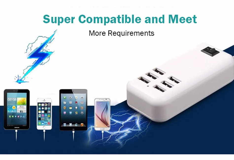 6 Ports Phone USB Charger For iPhone iPad Xiaomi Samsung Multiple Wall Charging 5V/3A EU/US Plug Adapter Mobile Phone Universal