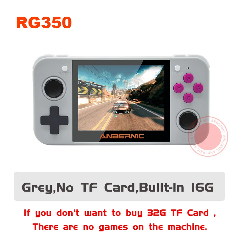 Grey 16G ANBERNIC новая Ретро игра RG350 видеоигра портативная игровая консоль мини 64 бит 3,5 дюймов ips экран 16G+ 32G TF игровой плеер RG 350 PS1 - Цвет: Grey 16G