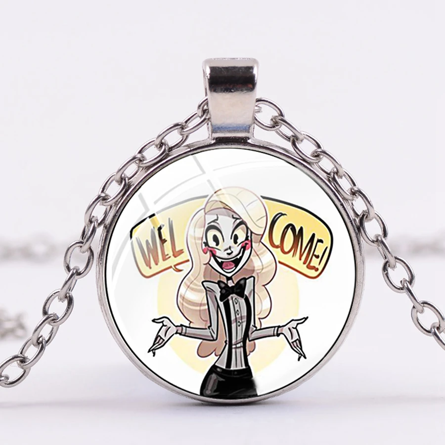 SONGDA последняя Hazbin подвеска с изображением отеля Готический узор Charlie Alastor Angel Аниме Фигура стеклянный драгоценный камень подвеска массивное ожерелье s - Окраска металла: Style 10