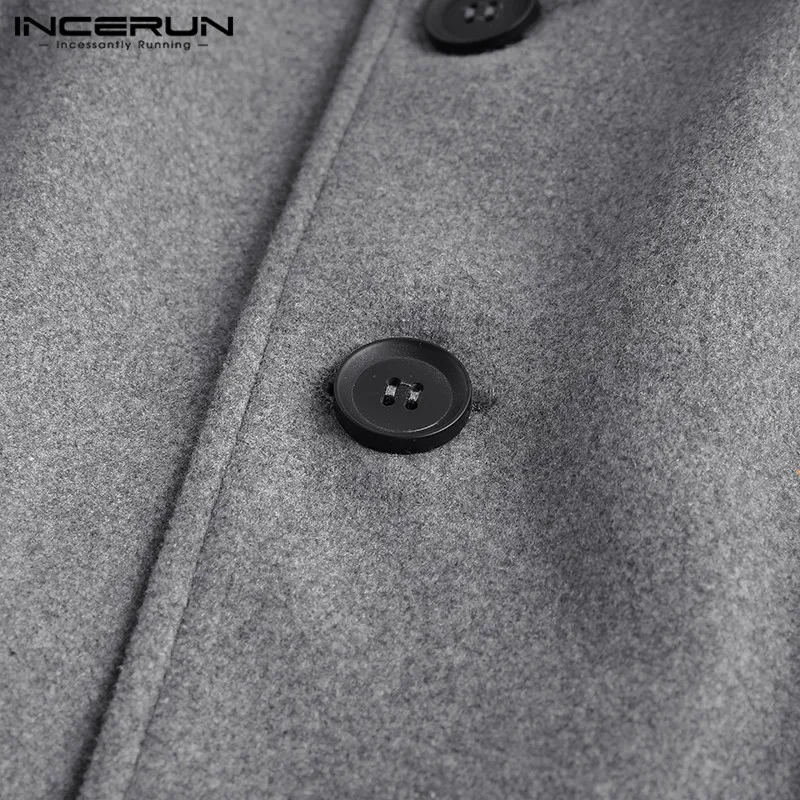 INCERUN зимние мужские пальто теплая искусственная шерсть куртки однотонная блуза с длинным рукавом из искусственного флиса уличная мода