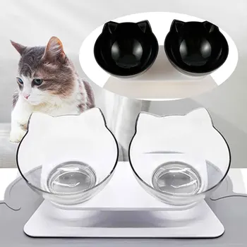 

Cat Double Bowl Cat Dog Feeding Bowl Non-slip Food Bowl Cat Dog Feeding Drinking Supplies Pet Supplies Protect Cervical Vertebra
