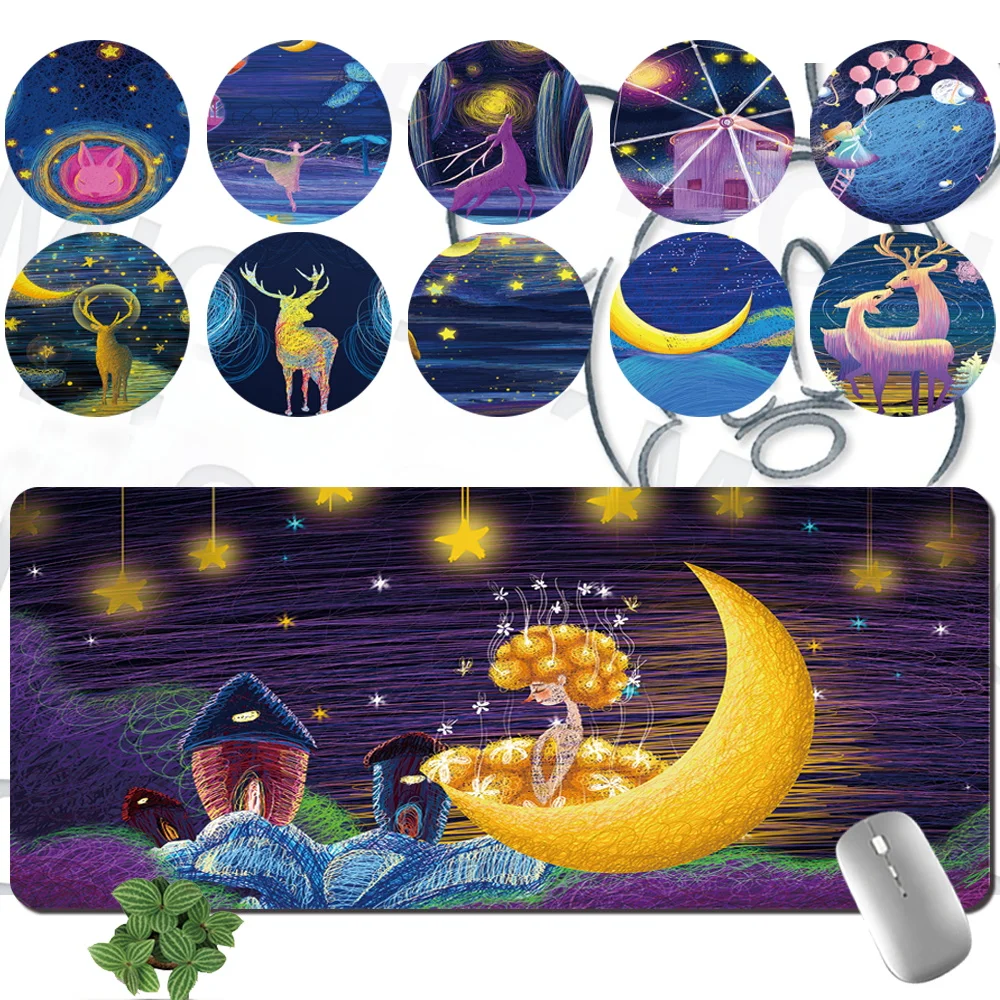 

Mouse-Pad PU Leather Painting Pattern Anti-slip Game Mouse Mat Computer Keyboard Mousepad Office Desk Accessories 30x60CM