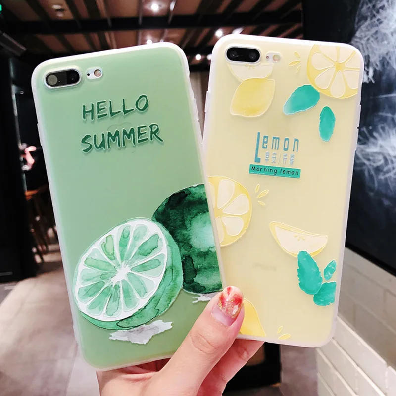 

Fruit Silicone Phone Case For iPhone 7 8 Plus X XR Xs Max 6 6s Pluse Summer Fruit Watermelon Pattern Back Cover Soft TPU Cases