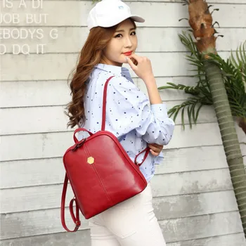 

women luxury backpack bookbag Women's backpack 2019 new Korean version of the casual school bag pu leather solid color shell bag