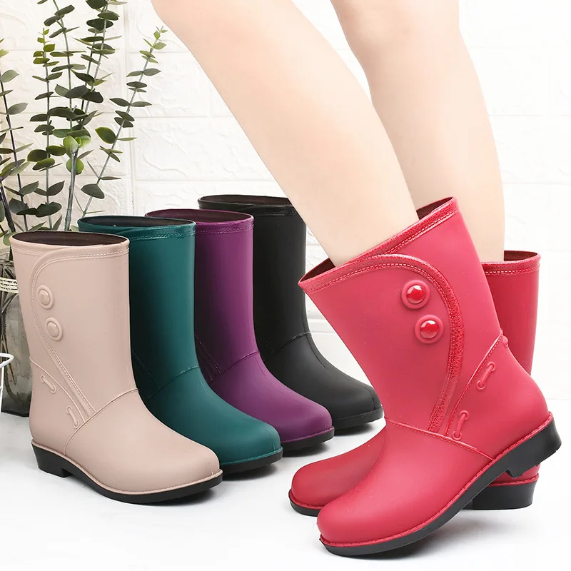 Fashion Plush Rain Shoes For Women Warm High Tube Rainboots Winter