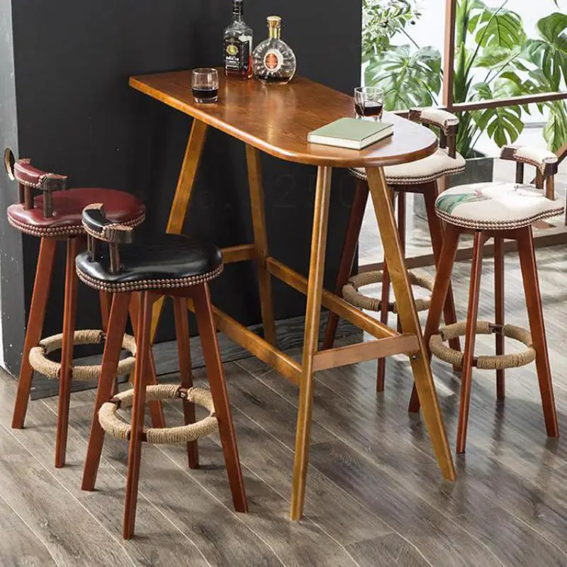 

Bar stools home high stools Nordic high stools rotating bar chair solid wood bar tables and chairs bar stool