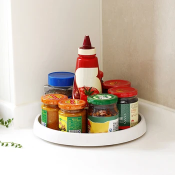 

25cm Rotating Kitchen Storage Tray Non-Skid Spice Storage Rack 360 Degree Rotating Tray