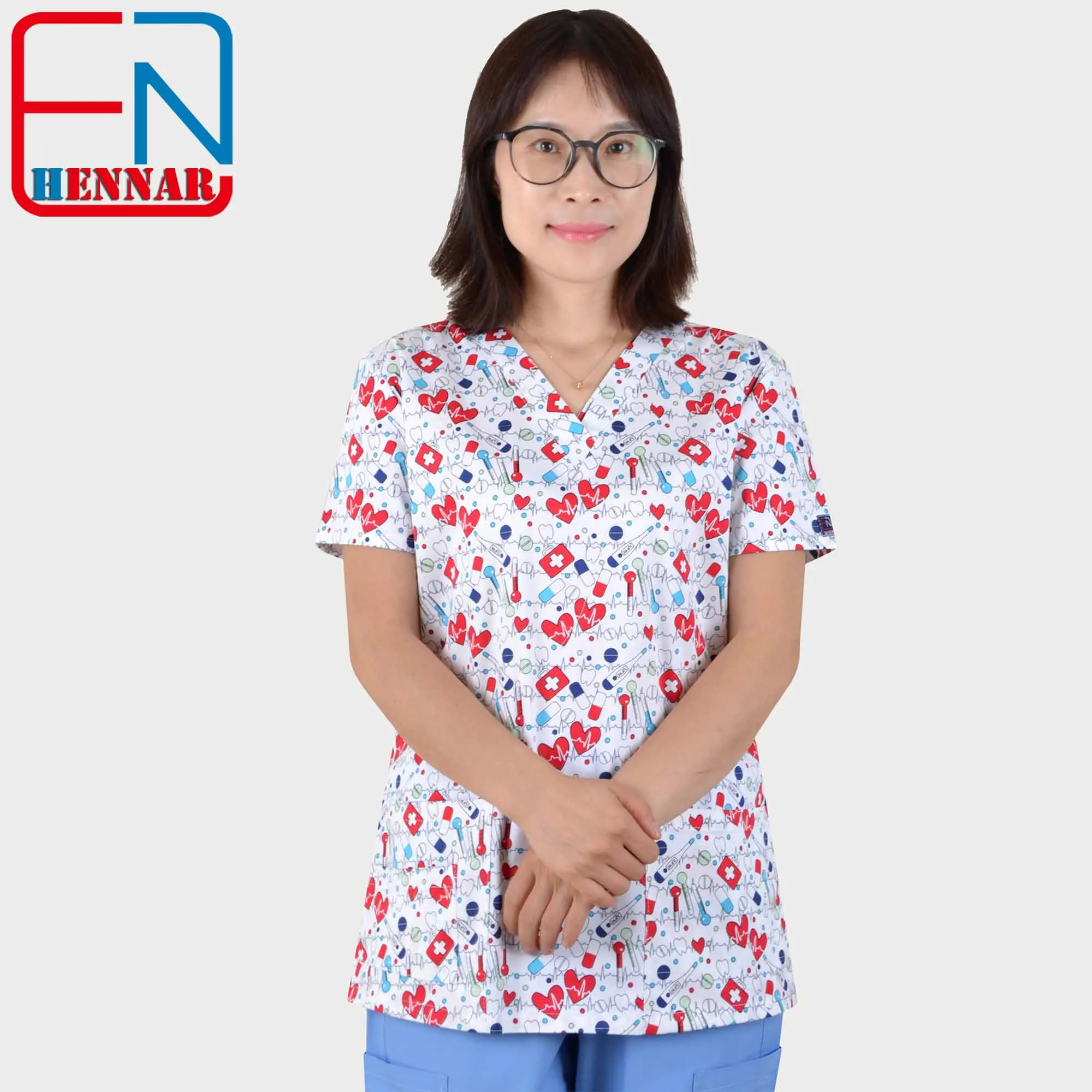medical scrub tops with stretchy material XXS-3XL - Цвет: medical things