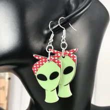 1pair Women Earrings cute acrylic green cartoon skull Drop Earring for Children Gift Woman Jewelry