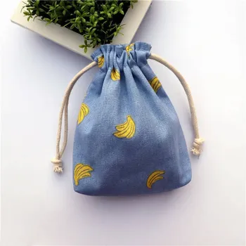 

Self-Made Storage Bag Face Mask Portable Japan Cotton Linen Retro Mori Girl Hipster Lattice Floral Print Ethnic-Style Drawstring