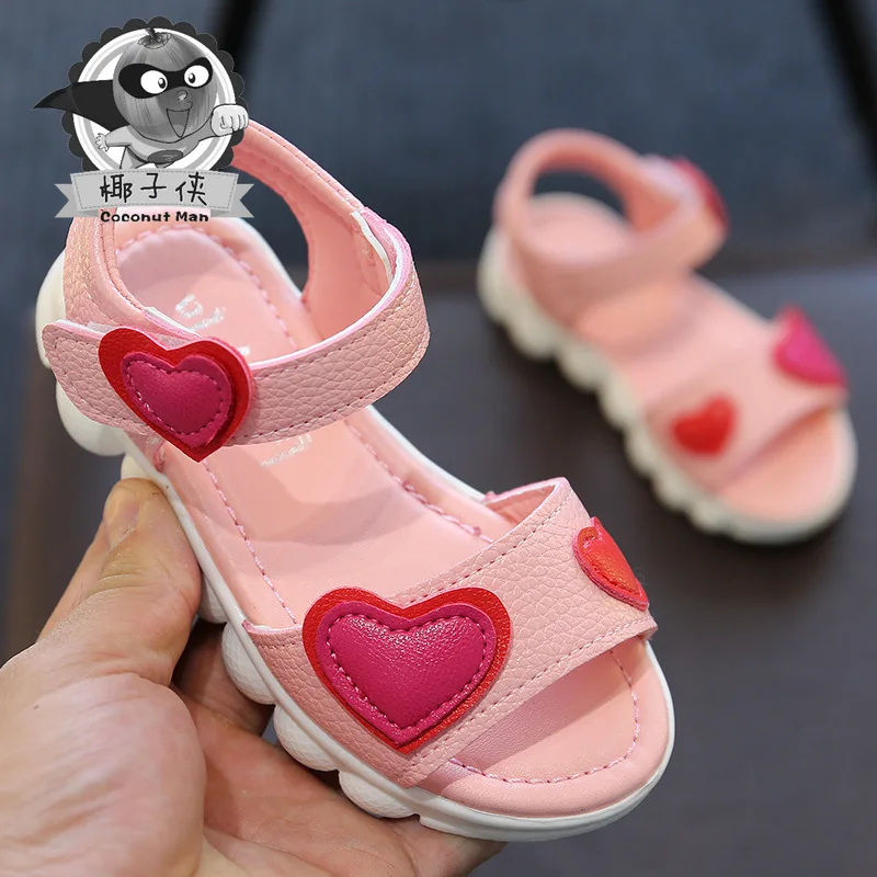 Новинка; kds; сандалии; melissa; летняя обувь для девочек в Корейском стиле; стильные тапочки из мягкой искусственной кожи с красным сердцем