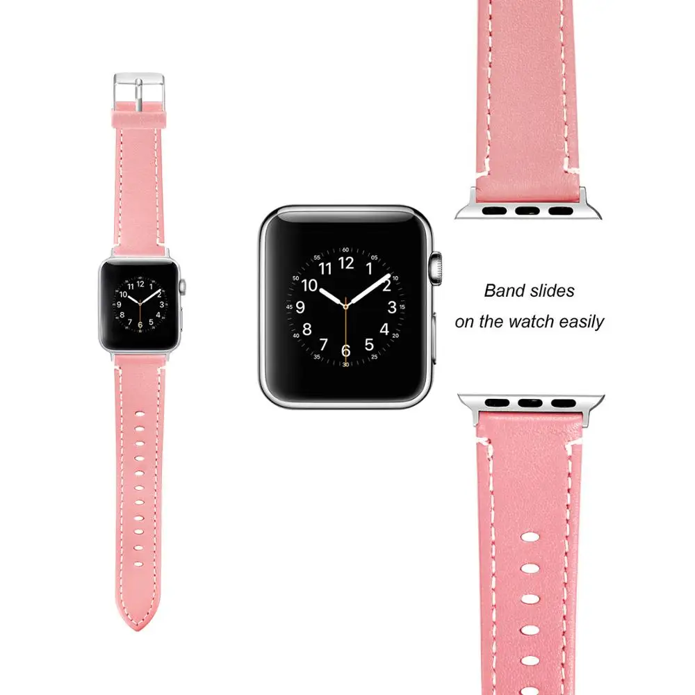 Pink Joyozy ремешок из натуральной кожи для часов Apple Watch Band кожаный браслет iwatch серии для часов Apple Watch 5/4/3/2/1 - Цвет ремешка: Pink