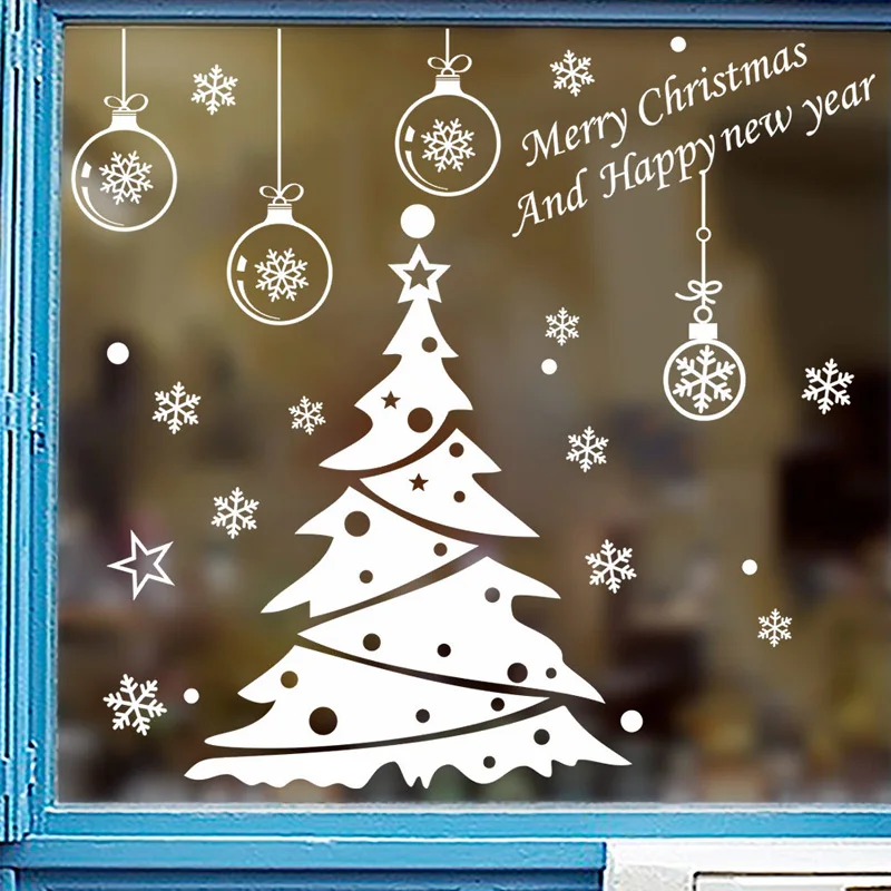 Calcomanía De Pared De Feliz Navidad Y Próspero Año Nuevo, Copos De Nieve, Citas Adhesivas, Decoraciones, 66 Cm × 61 Cm, Letras Adhesivas De Vinilo Para Decir, Decoraciones De Arte De