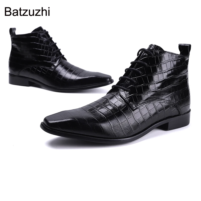 

Batzuzhi Fashion New Design Men Boots Luxury Handmade Black Genuine Leather Ankle Boots Men British Style Botas Hombre, EU38-46